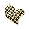 304 Stainless Steel Pendants, with Enamel, Checkerboard Heart Charm, Golden, Black, 25x24x4mm, Hole: 2mm