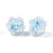 Resin Beads, Round with Flower, with Polymer Clay & Rhinestone, Light Sky Blue, 22~26mm, Hole: 2~2.5mm