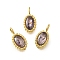 304 Stainless Steel Micro Pave Cubic Zirconia Charms, Gold, Oval, 10x5x2mm, Hole: 1.8mm