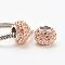 Austrian Crystal European Beads, Large Hole Beads, 925 Sterling Silver Core, Rondelle, 362_Light Peach, 11~12x7.5mm, Hole: 4.5mm