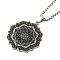 201 Stainless Steel Pendant Necklaces, with Enamel, Box Chain Necklaces, Mandala Flower, Stainless Steel Color, 24.02 inch(61cm)
