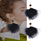 1 Piar Feather Dangle Earrings, with Stainless Steel Pins, Golden, Black, 145x80mm, 1pair