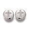 Brass Micro Pave Clear Cubic Zirconia Shank Buttons, Flat Round with Cross, Platinum, 10.5x4.5mm, Hole: 1.2mm