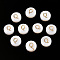 Natural Freshwater Shell Beads, with Golden Plated Brass Etched Metal Embellishments, Flat Round with Letter, Letter Q, 7.5~8x4~5mm, Hole: 0.8mm