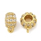 Brass Micro Pave Cubic Zirconia Tube Bails, Loop Bails, Bail Beads, Ring, Long-Lasting Plated, Rack Plating, Lead Free and Cadmium Free, Real 18K Gold Plated, 11.5x9x5.5mm, Hole: 1.5mm