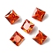Cubic Zirconia Cabochons, Point Back, Square, Orange Red, 8x8x4mm