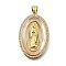 Brass Micro Pave Cubic Zirconia Shell Pendants, Real 18K Gold Plated, Virgin Mary, Oval, 32.5x20x2.5mm, Hole: 3.5x5mm