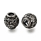 304 Stainless Steel European Beads, Large Hole Beads, Hollow Rondelle, Antique Silver, 10x10mm, Hole: 4mm