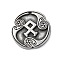 Rune Letters Alloy Pendants, Round, Antique Silver, 25x3mm, Hole: 1.6mm