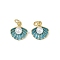 Brass Enamel Pendants, with ABS Imitation Pearl, Shell Shape, with Jump Ring, Real 18K Gold Plated, Aqua, 16x14.5x7mm, Hole: 4mm