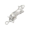 Brass Micro Pave Clear Cubic Zirconia Interlocking Clasps, Star, Platinum, 25x8.5x8.5mm, Hole: 1.2mm