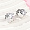 Brass Clear Cubic Zirconia Hoop Earrings, Round, Platinum, 14.5x14.5x16.5mm