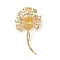 Brass Micro Pave Cubic Zirconia Findings, Dandelion, Cadmium Free & Lead Free, Rack Plating, Long-Lasting Plated, Golden, 55x31.5x15mm