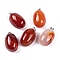 Natural Agate Dyed Pendants, Oval Charms with 201 Stainless Steel Snap on Bails, Stainless Steel Color, FireBrick, 33~35x20~22x14~15mm, Hole: 6x3mm