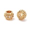 Column Brass Micro Pave Clear Cubic Zirconia Beads, Real 18K Gold Plated, Clear, 7.5x9.5x9.5mm, Hole: 5mm