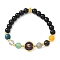 12 Zodiac Sign Natural Black Obsidian Round Beads Stretch Bracelets for Men Women, iwth Blue sandstone & Glass, Gemini, Inner Diameter: 2-3/8 inch(6cm)