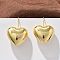 Heart Brass Dangle Earrings, Cadmium Free & Lead Free, Rack Plating, Real 18K Gold Plated, 38.5x25.5mm
