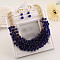 Alloy Bib Neckalces for Women, with Faceted Resin Round Beads, Gold, Dark Blue, 17.72 inch(45cm)