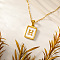 Rectangle 304 Stainless Steel Pave Natural White Shell Initial Pendant Necklaces for Women, Real 18K Gold Plated, Letter H, 15.75 inch(40cm)