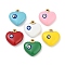 304 Stainless Steel Enamel Pendants, Ion Plating(IP), Heart with Evil Eye Charm, Golden, 16.5x17x6.5mm, Hole: 1.4mm