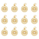DICOSMETIC 12Pcs Flat Round Evil Eye Charms Flat Round Evil Eye Charms Turkish Eye Charms Golden Charms with Cubic Zirconia Good Lucky Charms Brass Pendants for Jewelry Making KK-DC0002-71-1