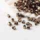 15/0グレードのガラスシードビーズ  六角形（ツーカット）  メタリックカラー  黄金メッキ  15/0  1~2x1~1.5mm  穴：0.5mm  約100000個/ポンド SEED-A023-F15-H601-1