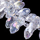 Glas facettierte Tropfen Perlen Stränge galvanisieren EGLA-D014-01-3