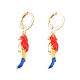 Boucles d'oreilles pendantes perroquet en émail coloré EJEW-N012-86-2