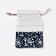 綿と麻の布梱包用ポーチ  巾着袋  花柄  プルシアンブルー  12~14.2x9.8~10.5cm ABAG-WH0017-01B-1
