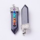 Synthetic Blue Goldstone with Synthetic & Natural Mixed Stone Chakra Big Pendants G-E415-A11-2