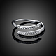調整可能なトレンディなスターリングシルバーキュービックジルコニアカフ指輪  プラチナ  サイズ8  18.1mm RJEW-BB15266-2