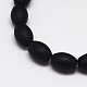 Black Glass Frosted Barrel Beads Strands X-GLAA-N0011-02-4x6-1