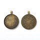 Alliage plat rond style tibétain supports cabochons grand pendentif X-TIBEP-Q049-09AB-NR-2