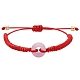 Bracelet de perles tressées en beignet de quartz rose naturel BJEW-SW00047-02-1