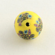 Perles en pâte polymère avec motif de fleurs manuelles CLAY-Q173-M-3