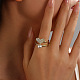 Открытое кольцо-манжета для женщин из латуни с микро-паве и цирконием в форме сердца для женщин RJEW-F154-03G-A-3