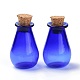 ガラスのコルク瓶の飾り  ガラスの空のウィッシングボトル  ペンダントデコレーション用のDIYバイアル  ブルー  15.5x28mm AJEW-O032-02A-1