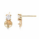 Brass Micro Pave Clear Cubic Zirconia Stud Earring Findings X-KK-T056-122G-NF-2