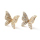 Boucles d'oreilles papillon en zircone cubique transparente EJEW-F281-07G-1