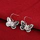 Graceful Silver Plated Brass Filigree Butterfly Dangle Earrings EJEW-BB00705-4