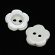 Botones de resina, teñido, flor, blanco, 12x2.5mm, agujero: 1 mm