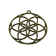 チベットスタイルの花の合金チャーム  フラワーオブライフ/神聖な幾何学  カドミウムフリー＆ニッケルフリー＆鉛フリー  アンティークブロンズ  48x44x1.5mm  穴：3mm X-TIBEP-R345-41AB-NR-1