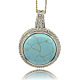 Flat Round Synthetic Turquoise Pendants G-D584-03-1