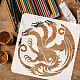Fingerinspire ドラゴン絵画ステンシル 11.8x11.8 インチ再利用可能な [3] 頭ドラゴン描画テンプレート翼ドラゴン装飾ステンシル動物ステンシル木材の絵画用  壁と家具 DIY-WH0391-0381-3