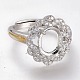 Adjustable Brass Micro Pave Clear Cubic Zirconia Finger Ring Components ZIRC-I049-15P-1