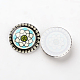Dome/Half Round with Flower Pattern Luminous Flat Back Glass Cabochons for DIY Projects X-GGLA-L010-18mm-04B-2