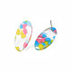 Boucles d'oreilles clous ovales en acrylique avec 316 épingles en acier inoxydable pour femme EJEW-N050-03-3