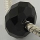 Negro facetado no hay cuentas europeas metal core gran agujero de cristal rondelle X-N0ZTG081-1-1