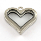 Heart Alloy Rhinestone Magnetic Floating Locket Pendants PALLOY-S039-03-2