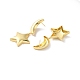 Долговечные серьги-гвоздики с подвесками в виде звезды и луны из латуни с покрытием для женщин EJEW-K093-27G-2